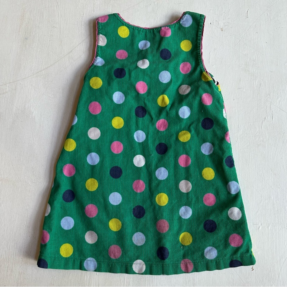 Mini Boden Green Corduroy Polka Dot Jumper Dress - Picture 3 of 4